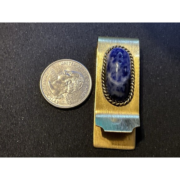 Gold Tone Demim Lapas Vintage Money Clip